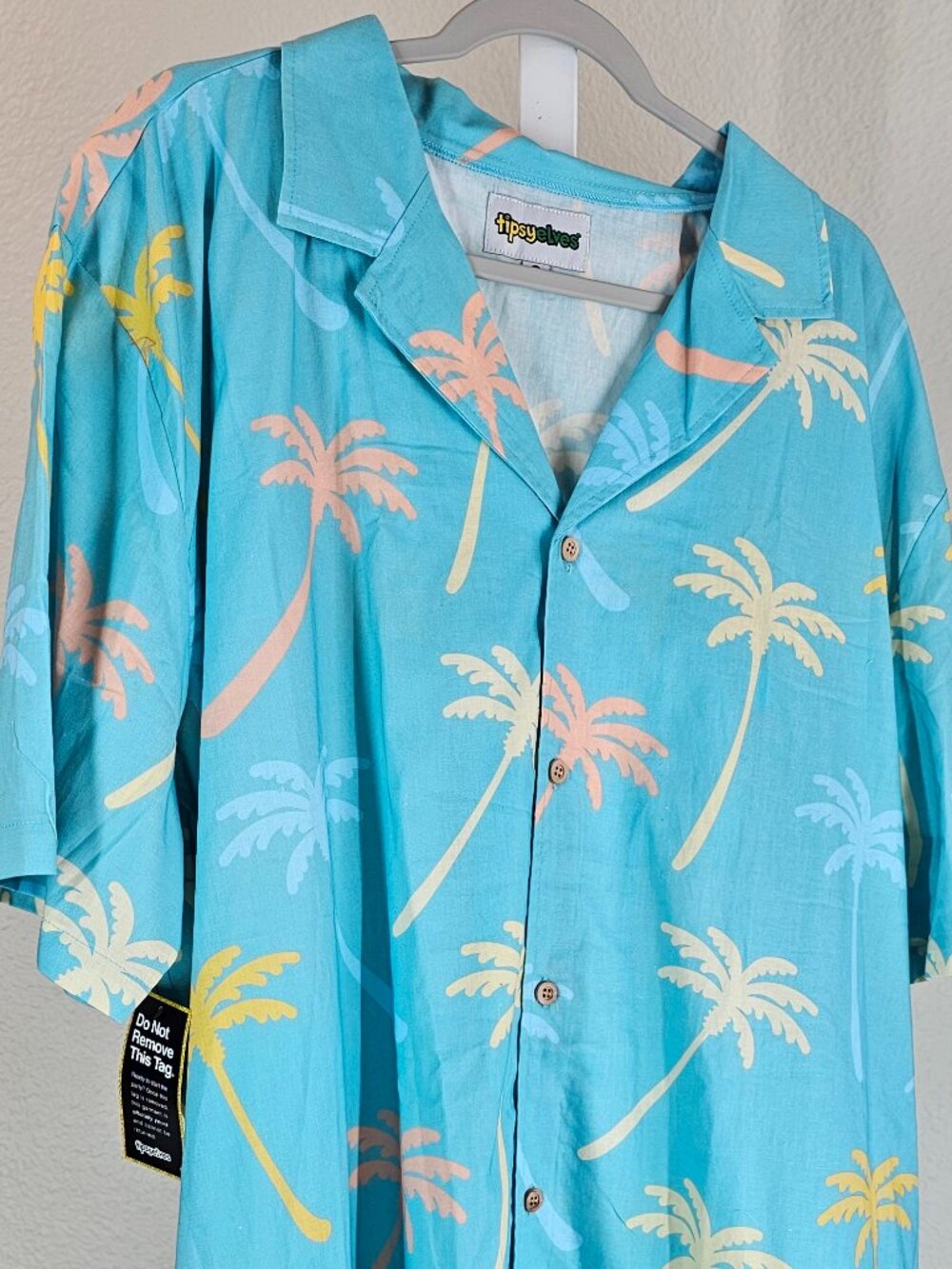 Tipsy Elves Men's Shirt Counting Palms Linen Hawaiian Shirt Tropical 4X NWT